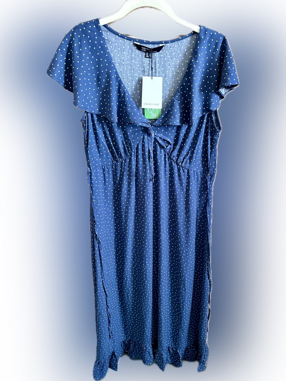 Nobody's Child Navy Polka Dot Maxi Dress